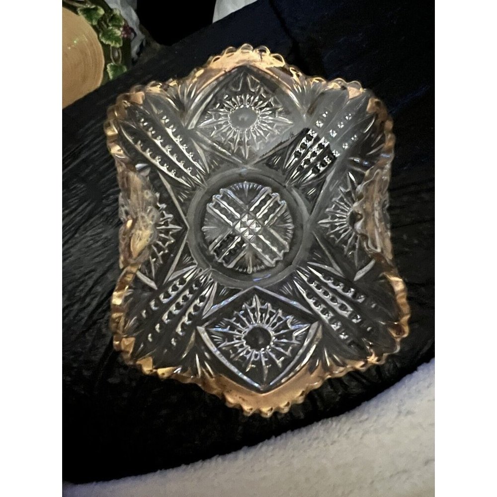 Antique Tarentum Glass 326 Early 1900's U-Shape Folded Nut Dish/Card Tray/Basket